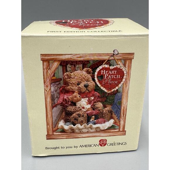 Heart Patch Place Christmas Bear Figurine Holding Teddy Doll First Edition 1996 - Picture 11 of 12